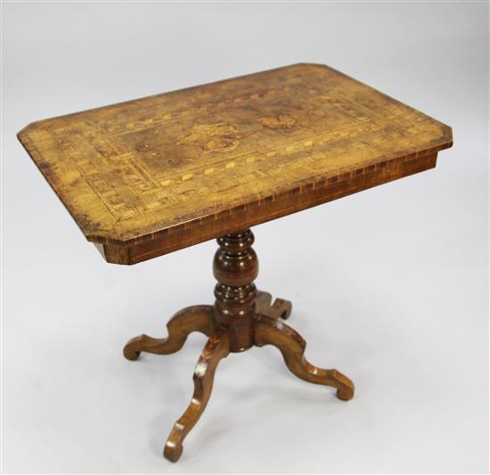 A 19th century North Italian Rolo marquetry inlaid occasional table, W.2ft 7.5in.